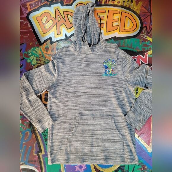 BadSeed Vintage hoodie w unique custom vibrant trippy tree & mushrooms design - Picture 1 of 8